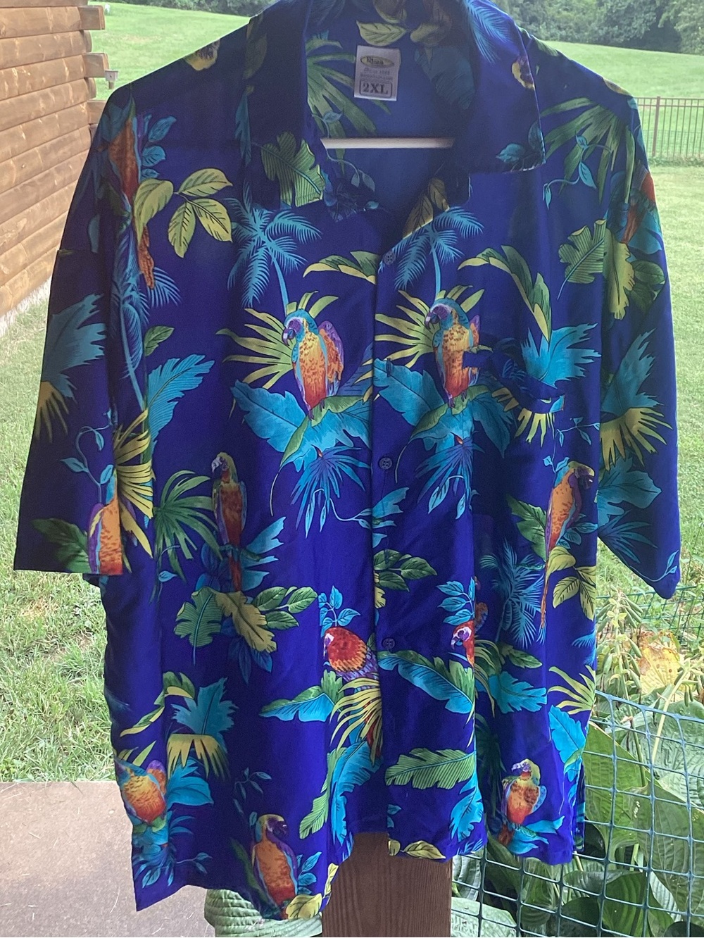 Rima Beach World Aloha Shirt XXL in blue with tropical birds
